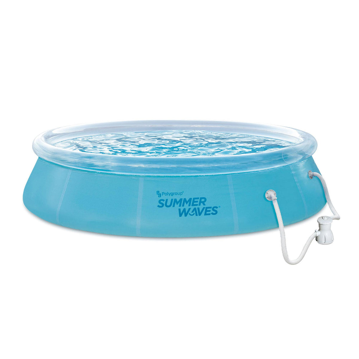 Summer Waves P10012301 12 Foot x 30 Inch Quick Set Transparent Ring Above Ground Inflatable Round Swimming Pool with Filter