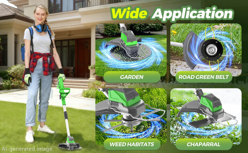 21V Electric Weed Wacker Cordless Weed Wacker with 2 x 4.5Ah Batteries, 960W Brushless Motor Weed Eater, 4-in-1 Multifunctional Grass Trimmer Lawn Tool Cordless Cutter Mower, Garden Gifts