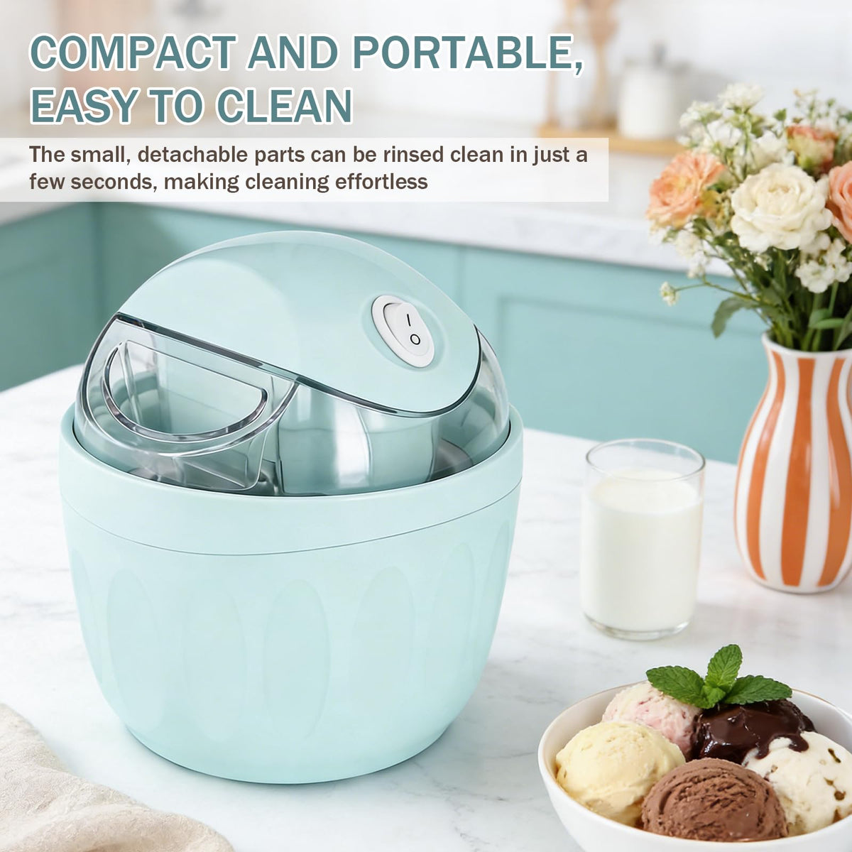 Mini ice Cream Maker, Single Serve Ice Cream Maker,One-Touch Dessert Maker, Single Serving of Gelato, Frozen Yogurt, Compact Electric Makers for Kitchen, Just 15 Minutes11