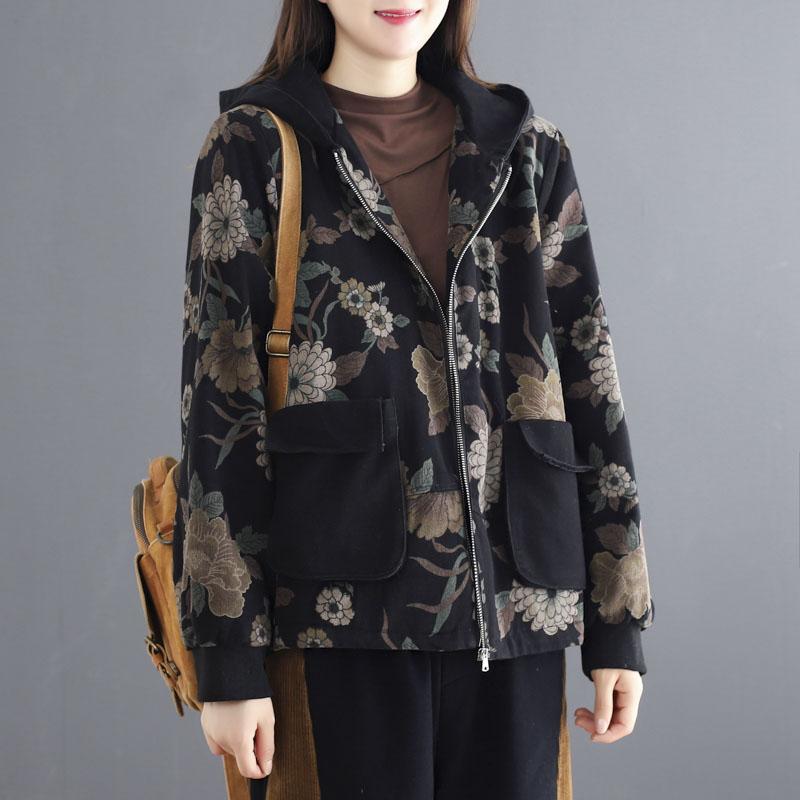 winter hooded thick warm cotton denim coat