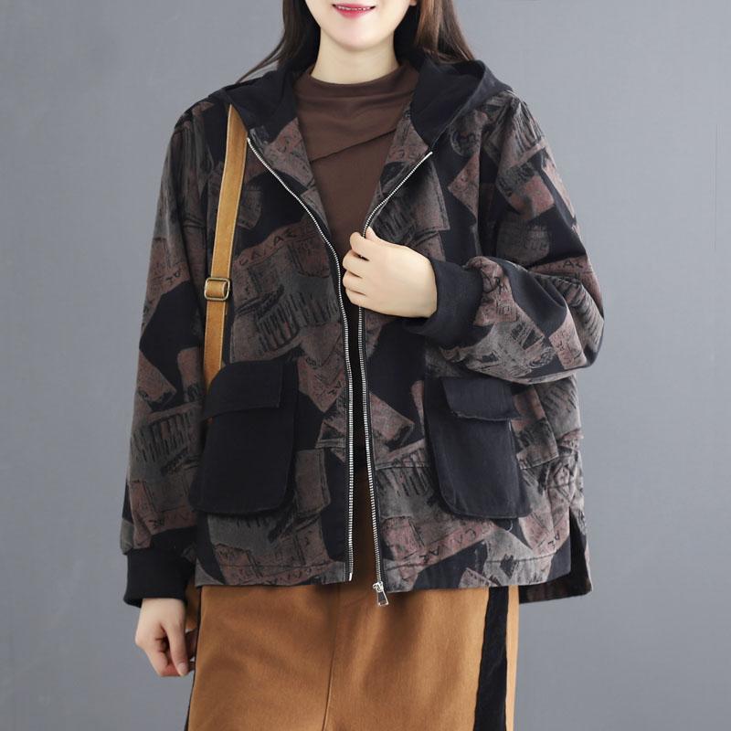 winter hooded thick warm cotton denim coat