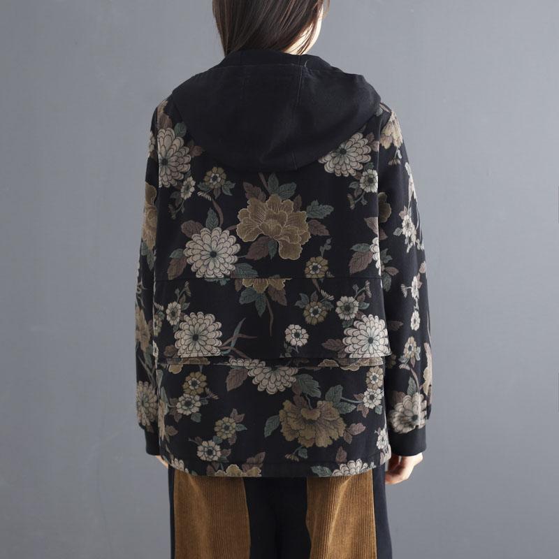 winter hooded thick warm cotton denim coat