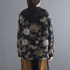 winter hooded thick warm cotton denim coat