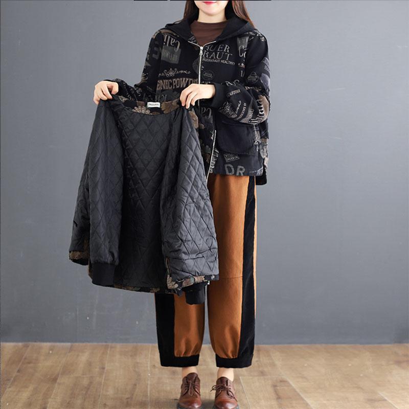 winter hooded thick warm cotton denim coat