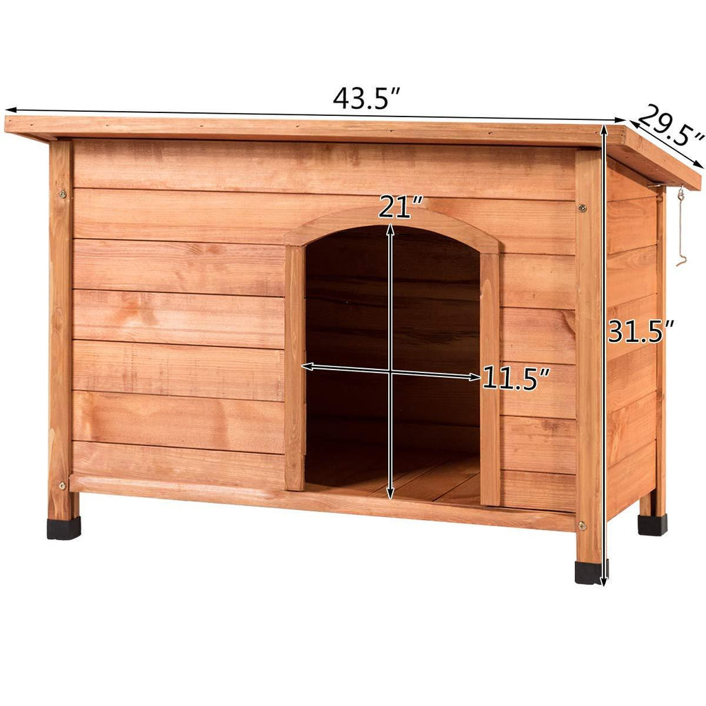 Tangkula Dog House, Outdoor Weather-Resistant Wooden Log Cabin, Home Pet Furniture, Pet House with Adjustable Feet &amp; Removable Floor, Pet Dog House