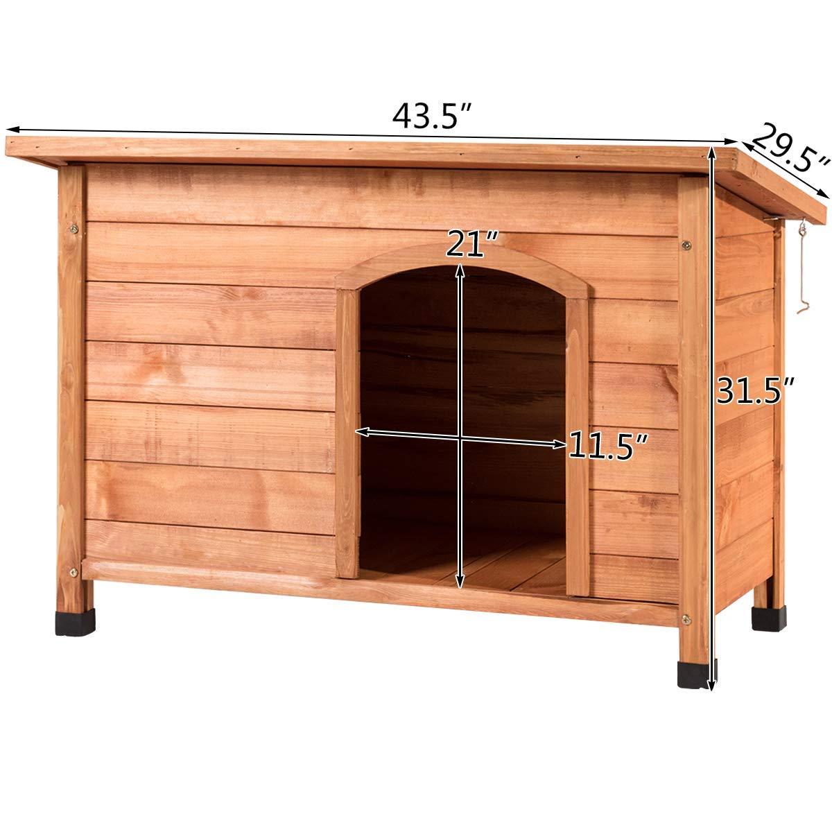 Tangkula Dog House, Outdoor Weather-Resistant Wooden Log Cabin, Home Pet Furniture, Pet House with Adjustable Feet &amp; Removable Floor, Pet Dog House