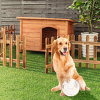 Tangkula Dog House, Outdoor Weather-Resistant Wooden Log Cabin, Home Pet Furniture, Pet House with Adjustable Feet &amp; Removable Floor, Pet Dog House