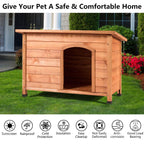 Tangkula Dog House, Outdoor Weather-Resistant Wooden Log Cabin, Home Pet Furniture, Pet House with Adjustable Feet &amp; Removable Floor, Pet Dog House