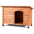 Tangkula Dog House, Outdoor Weather-Resistant Wooden Log Cabin, Home Pet Furniture, Pet House with Adjustable Feet &amp; Removable Floor, Pet Dog House