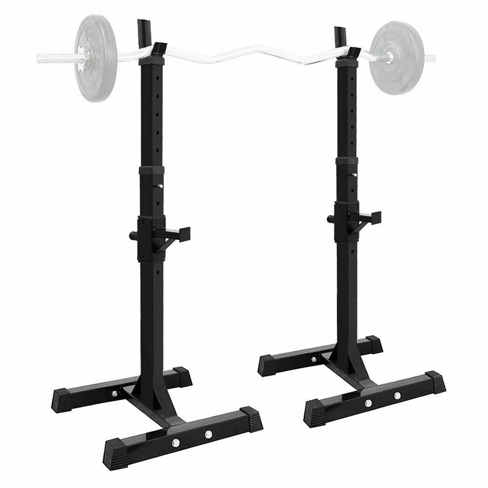 Max Load 550Lbs Pair of Adjustable 40"-66" Rack Sturdy Steel Squat Barbell Bench Press Stands Gym/Home Gym Portable Dumbbell Racks Stands (one Pair/Two pcs)