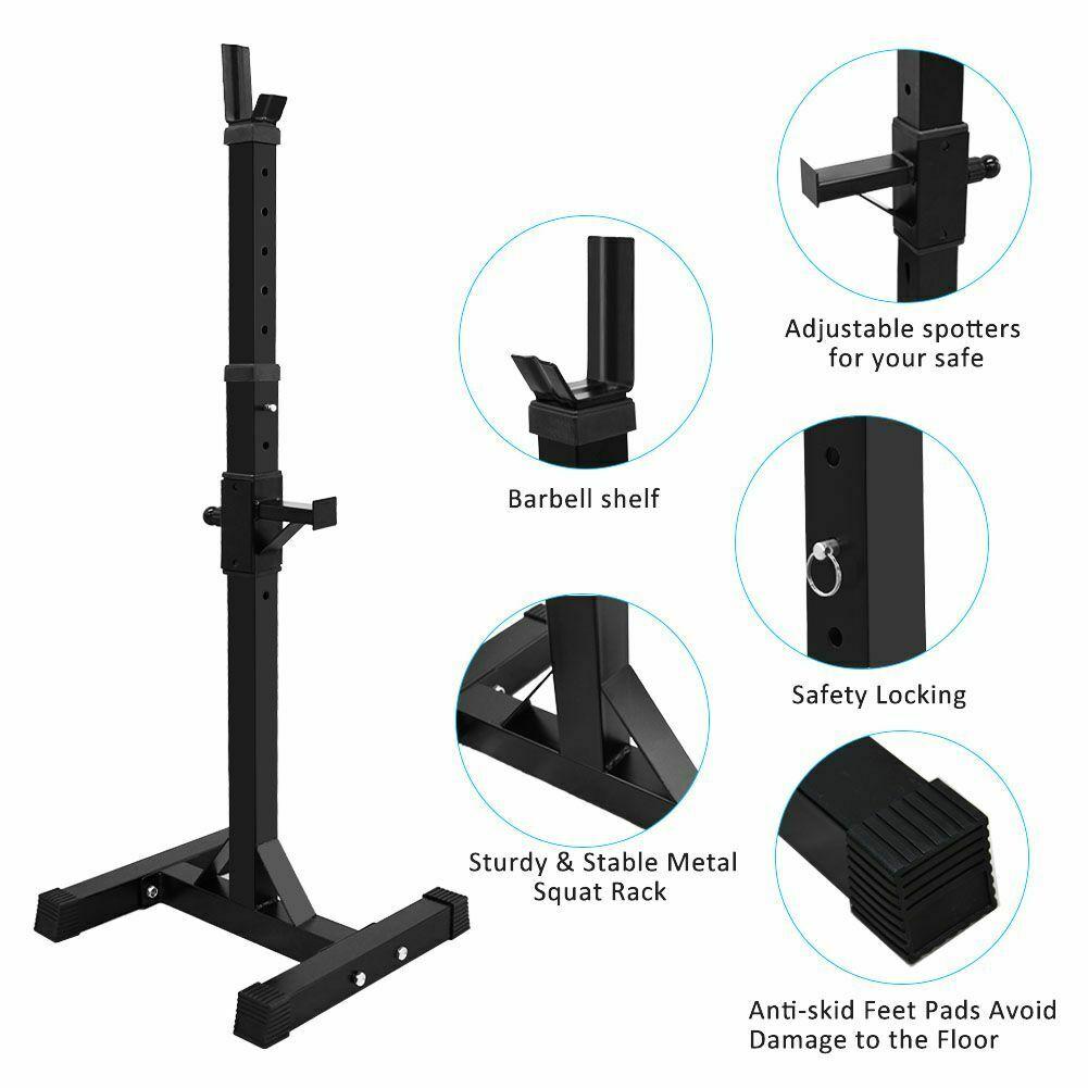 Max Load 550Lbs Pair of Adjustable 40"-66" Rack Sturdy Steel Squat Barbell Bench Press Stands Gym/Home Gym Portable Dumbbell Racks Stands (one Pair/Two pcs)