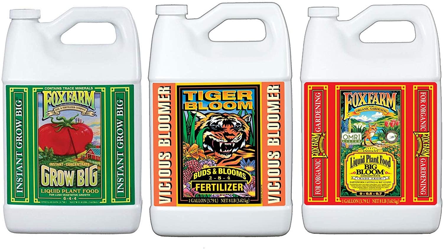 fox farm glcmbx0005 tiger bloom organic, grow big, 1 gallon combo pack fertilizer