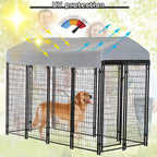 Dkeli LarDog Kennel Dog Crate Cage, Extra LarWelded Wire Pet Playpen with UV Protection Waterproof Cover and Roof Outdoor Heavy Duty Galvanized Metal Animal Pet Enclosure for Outside