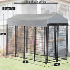 Dkeli LarDog Kennel Dog Crate Cage, Extra LarWelded Wire Pet Playpen with UV Protection Waterproof Cover and Roof Outdoor Heavy Duty Galvanized Metal Animal Pet Enclosure for Outside