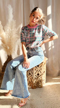 The Don't Stop Believin' Retro Plaid Sweater Top