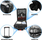 799pcs Aluminum Trolley Case Tool Set Silver, House Repair Kit Set, Household Hand Tool Set, with Tool Belt,Gift on Father's Day (Black)
