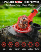 Electric String Trimmer, 3 in 1 Cordless Weed Wacker Grass Eater, Brushless Weed Eater, Grass Trimmer with 2 x 24V Batteries and Charger for Lawn, Yard and Brush Trimming