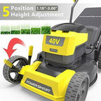 PowerSmart Lawn Mower, 17-inch Push Cordless Lawn Mower, 40V 4Ah Electric Powere