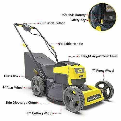 PowerSmart Lawn Mower, 17-inch Push Cordless Lawn Mower, 40V 4Ah Electric Powere