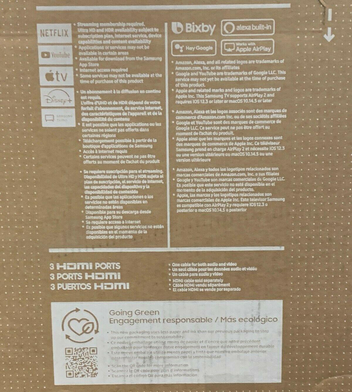 samsung 55" (au8000) 4k crystal uhd hdr smart tv