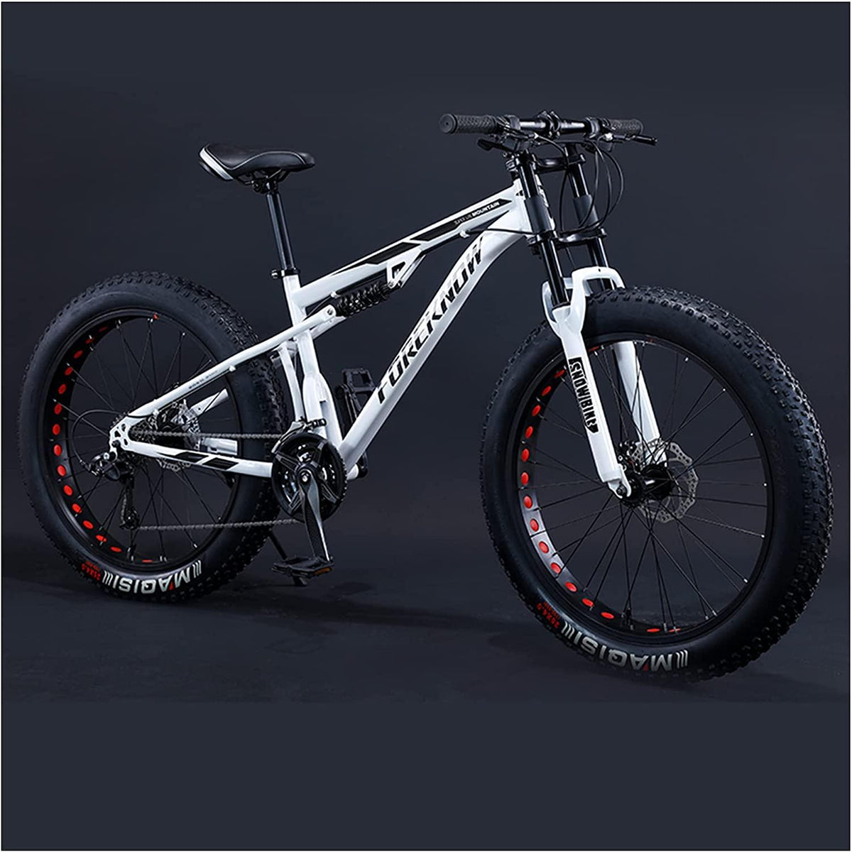 Fat Tire Mountain Bikes - 21 Speed Anti-Slip Bike 26 Inch Fat Tire Sand Bike Double Disc Brake Suspension Outdoor Sports Snow Mountain Bicycle for Adult Men Women