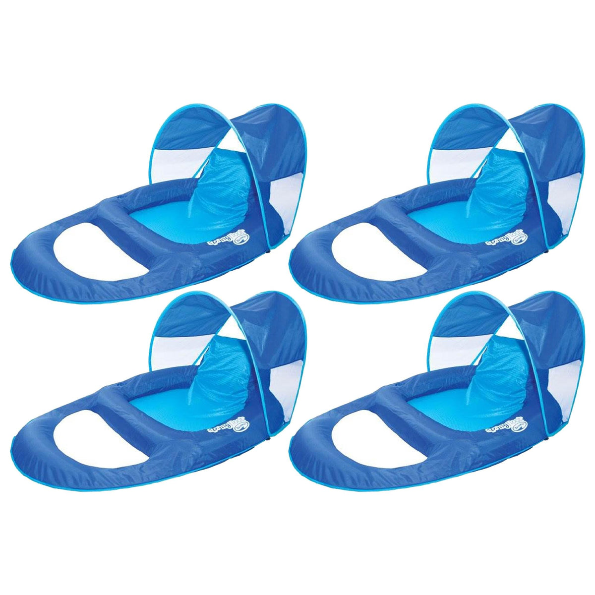 SwimWays Spring Float Recliner Pool Lounge Chair w/ Sun Canopy (4-Pack)