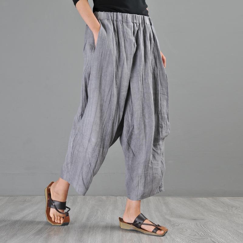 babakud  summer new linen retro casual loose pants