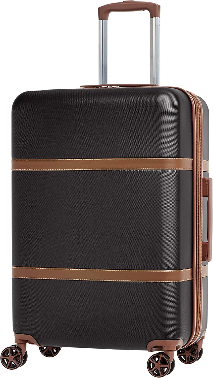 Vienna Spinner Suitcase Luggage - Expandable with Wheels - 26.7 Inch, Black