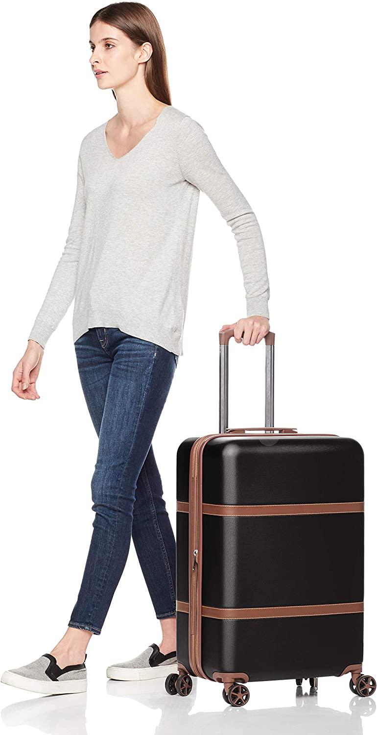 Vienna Spinner Suitcase Luggage - Expandable with Wheels - 26.7 Inch, Black