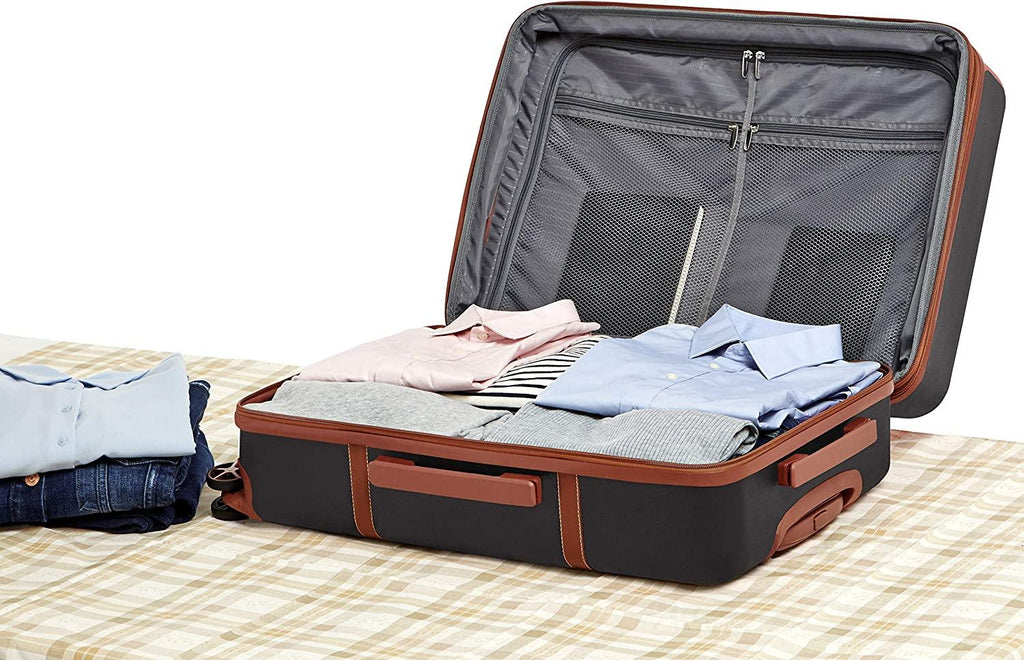 Vienna Spinner Suitcase Luggage - Expandable with Wheels - 26.7 Inch, Black