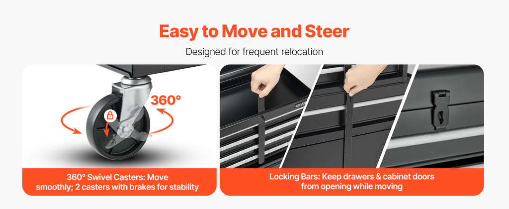 Rolling Tool Chest, 2-in-1 , 5 Drawers Tool Cabinet Organizer with Detachable Top Metal Toolbox, Lock Bar, Protective Liner, and Tools Rack, GaraStoraCabinet for Warehouse, Workshop