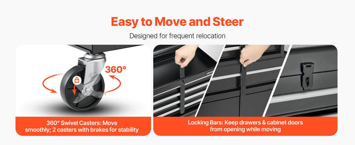 Rolling Tool Chest, 2-in-1 , 5 Drawers Tool Cabinet Organizer with Detachable Top Metal Toolbox, Lock Bar, Protective Liner, and Tools Rack, GaraStoraCabinet for Warehouse, Workshop