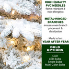 Fraser Hill Farm Valley Flocked Clear Prelit LED White Pine Artificial Christmas Tree, 6.5'