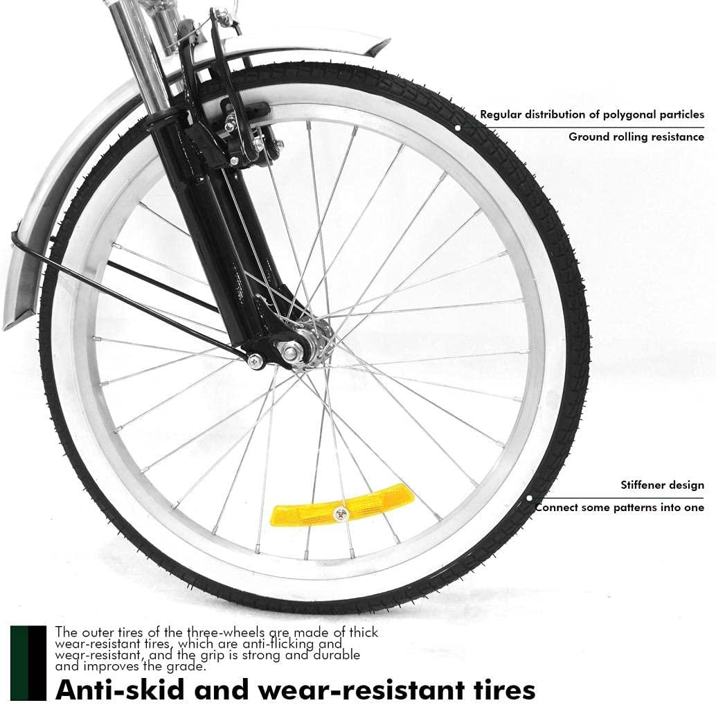Adult Tricycles 20 inch 3 Wheel Bikes for Adults Folding 3-Wheel Cruiser Bicycles for Women/Men,Adult Trikes with Shopping Basket for Recreation, Shopping, Picnics,Exercise
