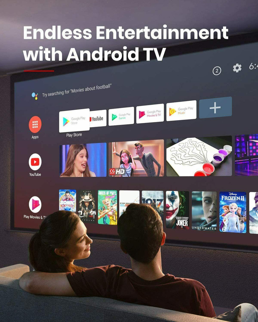 nebula cosmos max 4k uhd projector android tv 9.0 dolby home theater 3d audio