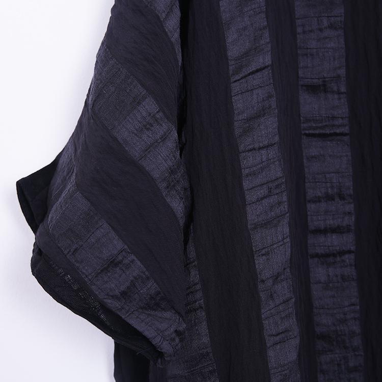 Women Stripes Cotton Linen Casual Loose Maxi Dress