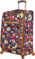 Luggage 24" Expandable  Pattern Suitcase With Spinner Wheels For Woman (24in, Elephant Rain)