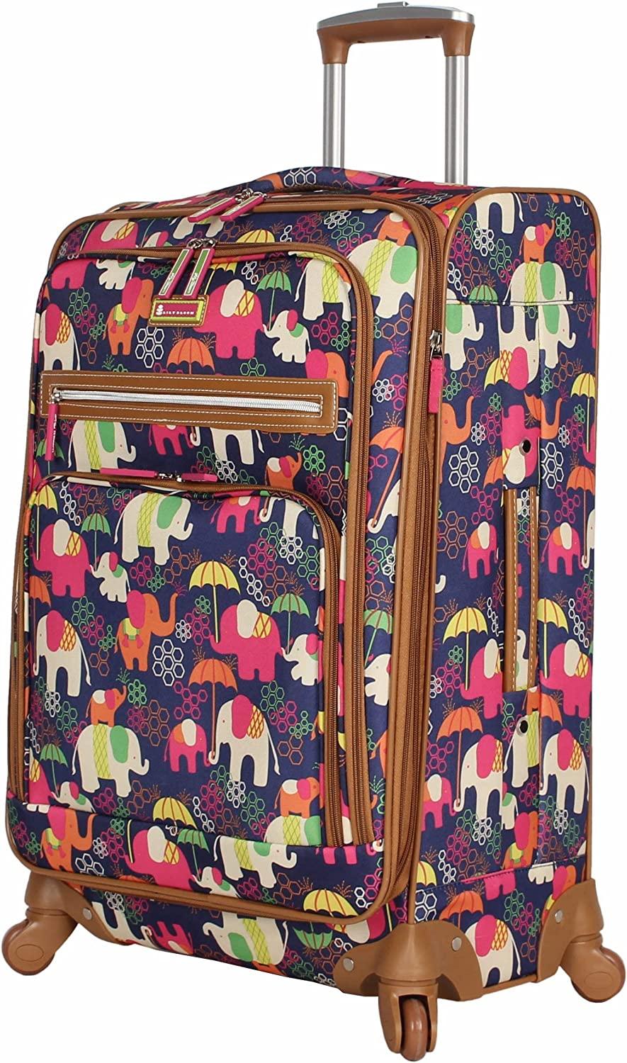 Luggage 24" Expandable  Pattern Suitcase With Spinner Wheels For Woman (24in, Elephant Rain)