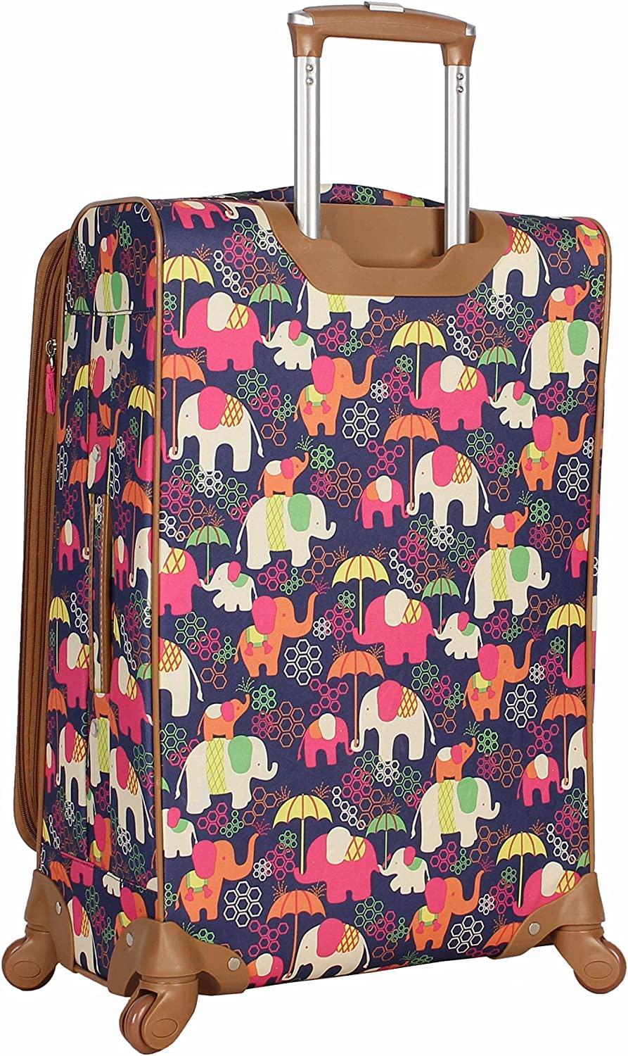 Luggage 24" Expandable  Pattern Suitcase With Spinner Wheels For Woman (24in, Elephant Rain)