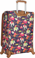 Luggage 24" Expandable  Pattern Suitcase With Spinner Wheels For Woman (24in, Elephant Rain)