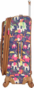 Luggage 24" Expandable  Pattern Suitcase With Spinner Wheels For Woman (24in, Elephant Rain)