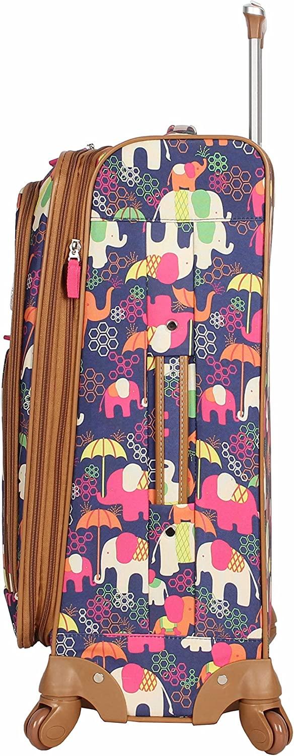 Luggage 24" Expandable  Pattern Suitcase With Spinner Wheels For Woman (24in, Elephant Rain)
