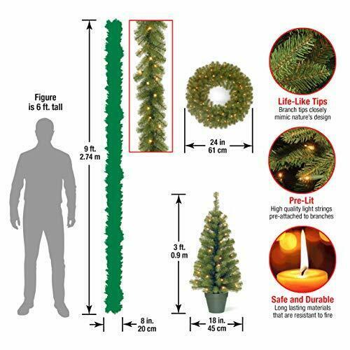 Pre-lit Holiday Christmas 4-Piece Set | , Wreath and Set of 2 Entrance