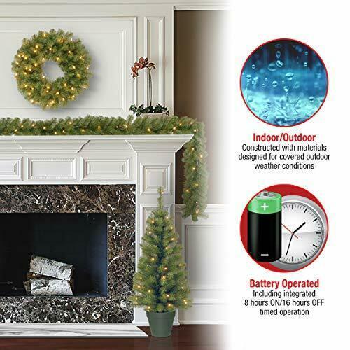 Pre-lit Holiday Christmas 4-Piece Set | , Wreath and Set of 2 Entrance