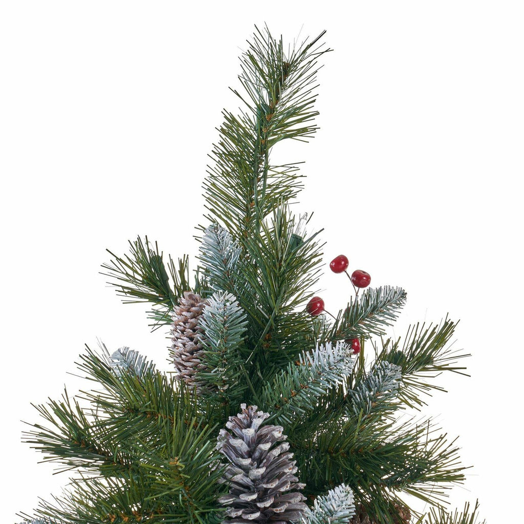 9-foot Mixed Spruce Hinged Artificial Christmas Tree with Frosted Branches, Red