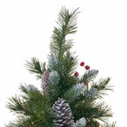 9-foot Mixed Spruce Hinged Artificial Christmas Tree with Frosted Branches, Red