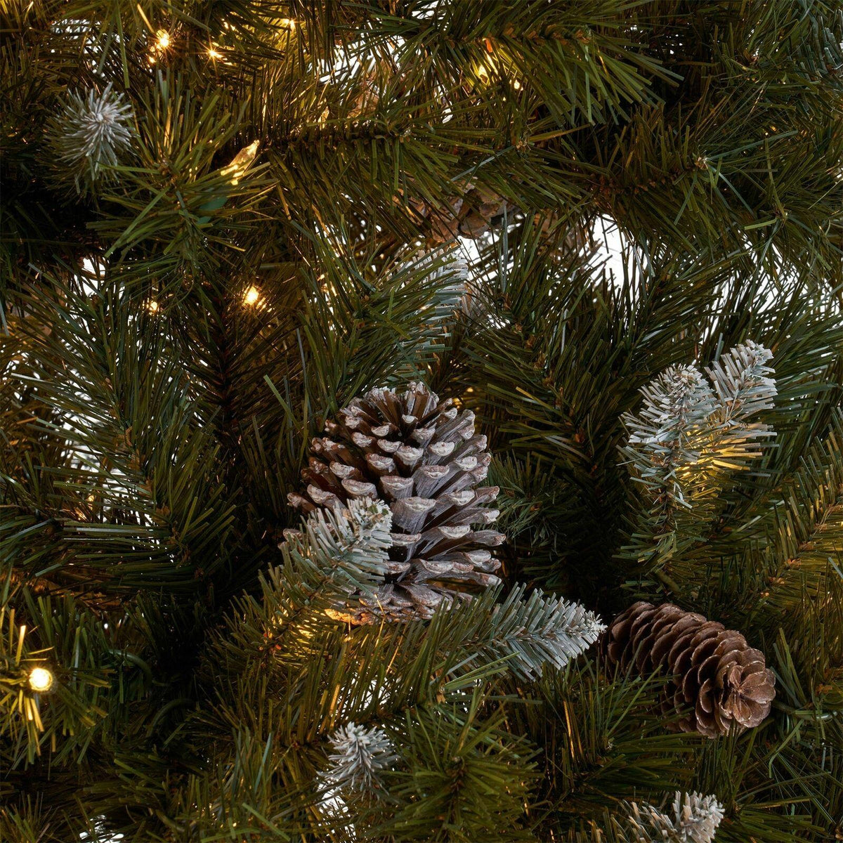 9-foot Mixed Spruce Hinged Artificial Christmas Tree with Frosted Branches, Red