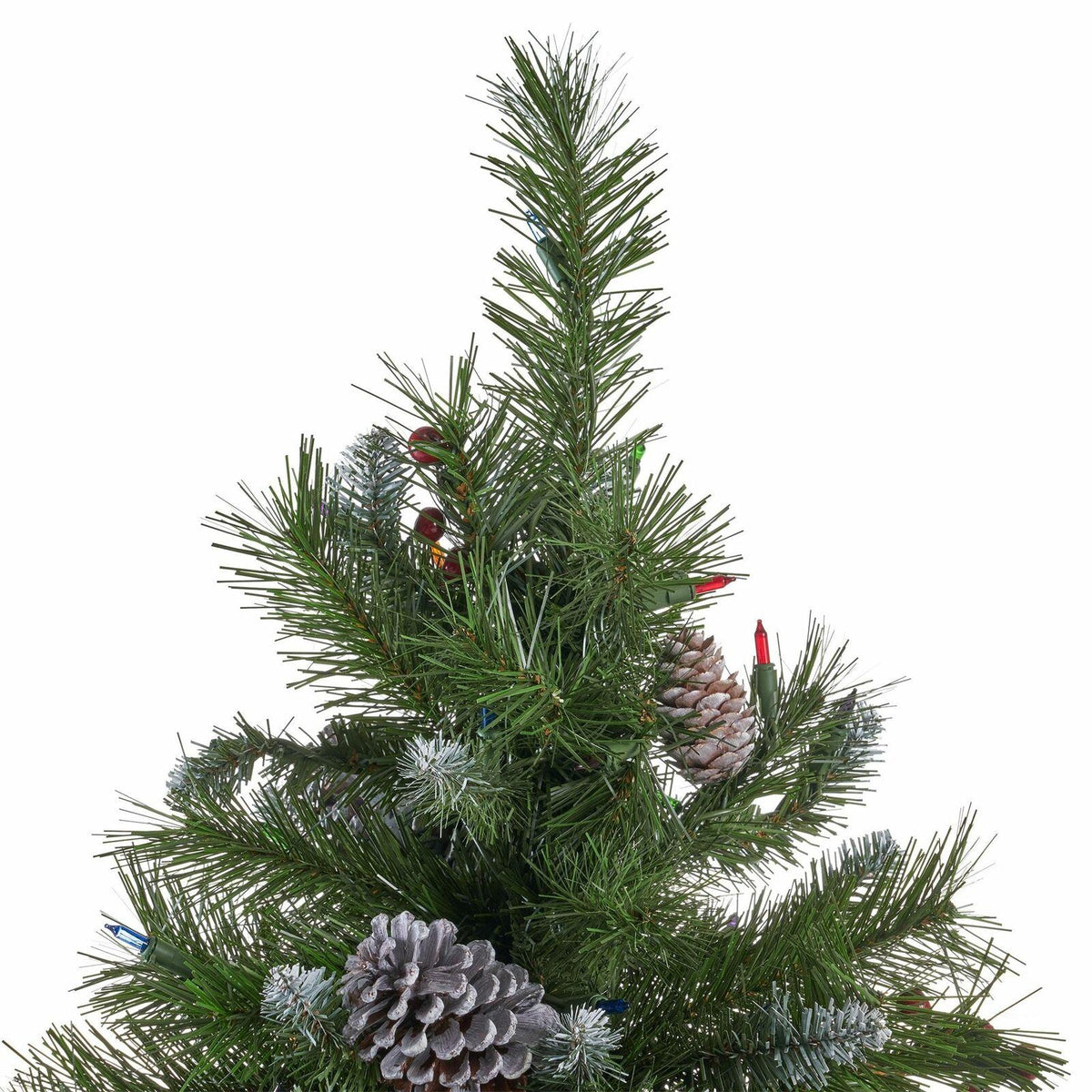 9-foot Mixed Spruce Hinged Artificial Christmas Tree with Frosted Branches, Red