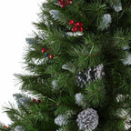 9-foot Mixed Spruce Hinged Artificial Christmas Tree with Frosted Branches, Red
