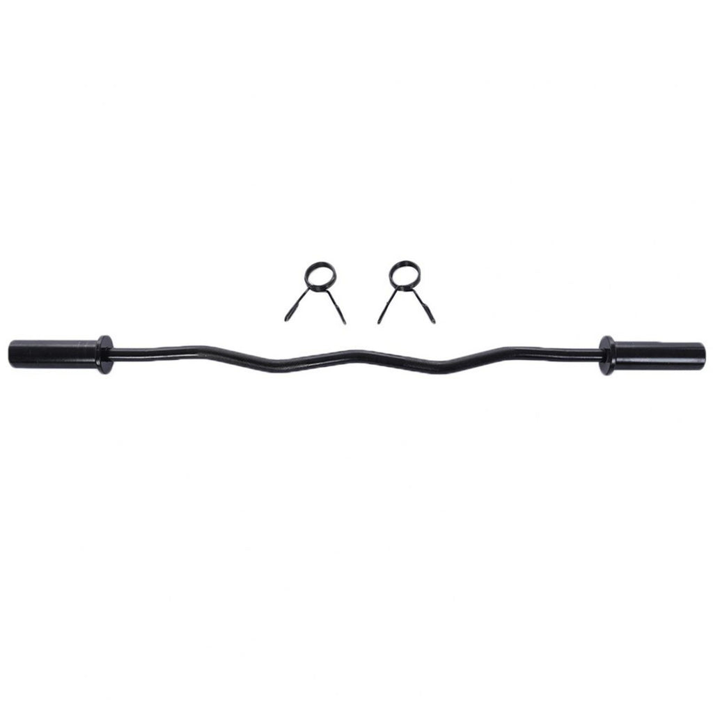 47" Bending Barbell Weightlifting Home Gym Equipment with 2 Clamps, Black